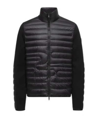 Moncler Quilted Cotton Cardigan In Black
