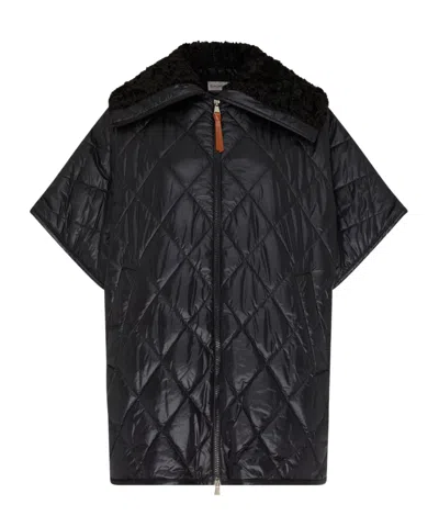 Moncler Quilted Cotton Clothes In Black