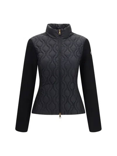 Moncler Quilted Cotton Jacket In Black