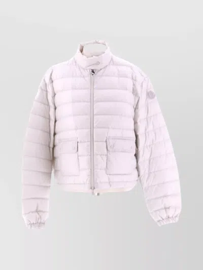 Moncler Quilted Cropped Jacket Side Pockets In Purple