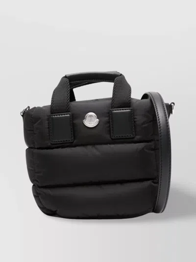 Moncler Quilted Design Micro Tote Bag In Black