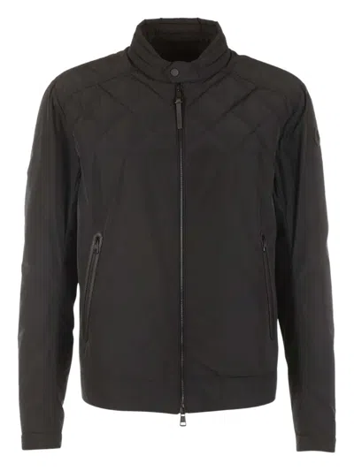 Moncler Quilted Diamond-pattern Jacket In Brown