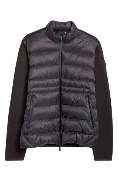MONCLER MONCLER QUILTED DOWN & COTTON KNIT ZIP CARDIGAN