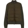 Moncler Quilted Down & Virgin Wool Cardigan In Green