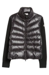Moncler Quilted Down & Wool Knit Cardigan In Black