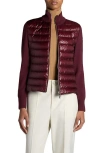 Moncler Quilted Shell And Wool Jacket In Burgundy