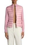 Moncler Wool Down Cardigan In Rose Pink
