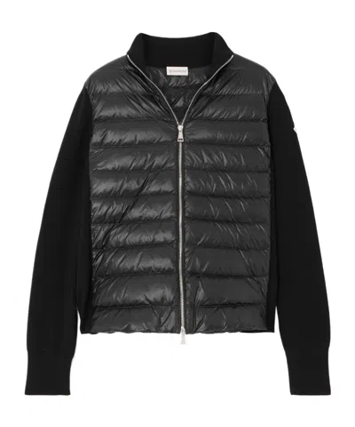 Moncler Quilted Down Cardigan In Black