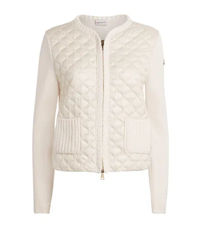 Moncler Quilted Down Cardigan In White