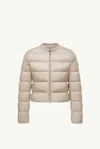 Moncler Quilted Down Down Jacket In Beige