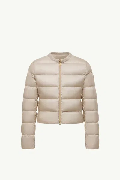 Moncler Quilted Down Down Jacket In Beige
