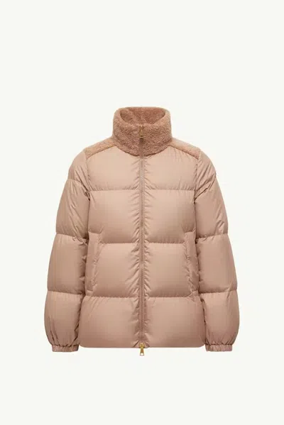 Moncler Quilted Down Down Jacket In Beige