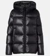 Moncler Logo Patch Hooded Puffer Jacket In Black