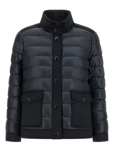 Moncler Origan Down Jacket High Collar Pockets In Blue