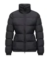 Moncler Agneux Square-quilted Hooded Short Down Jacket In Blue