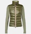 Moncler Down Front Fleece Zip-up Cardigan In Green