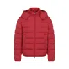 Moncler Quilted Down Jacket With Detachable Hood In Red