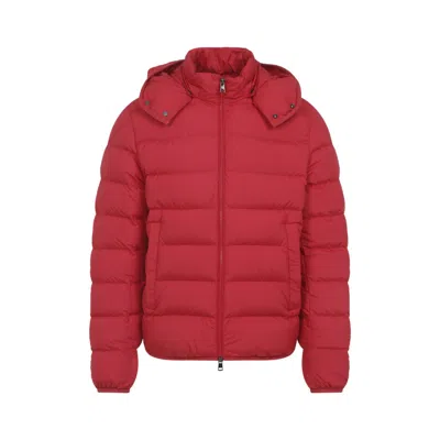 Moncler Quilted Down Jacket With Detachable Hood In Red