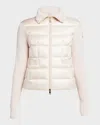 Moncler Down-paneled Virgin Wool Cardigan In Pastel Pink