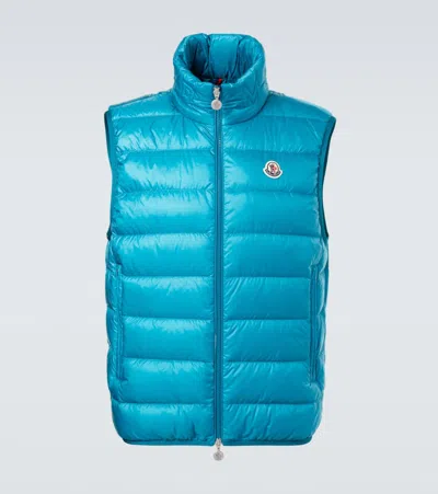 Moncler Quilted Down Vest In Blue