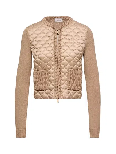 Moncler Quilted Down Vest In Beige