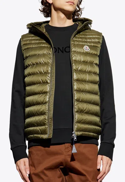 Moncler Quilted Down Vest In Green