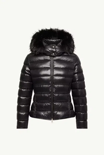 Moncler Quilted Down With Fur-trim Hood Down Jacket In Black