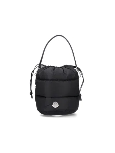 Moncler Quilted Drawstring Bucket Bag In Black