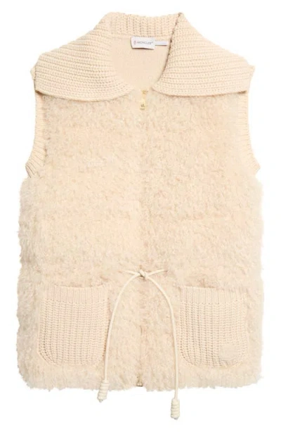 Moncler Quilted Faux Fur & Virgin Wool & Cashmere Down Vest In Neutral