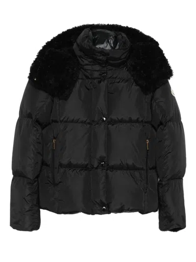 Moncler Quilted Faux-fur Trimmed Jacket In Black