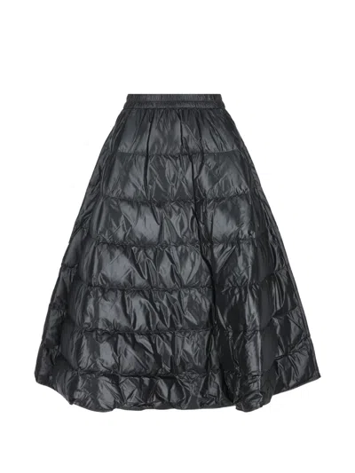 Moncler Quilted Flared Midi Skirt In Black