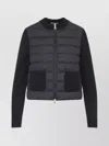 Moncler Wool And Quilted Shell Down Cardigan In Black