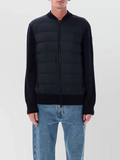 Moncler Wool Cardigan With Padded Front In Black
