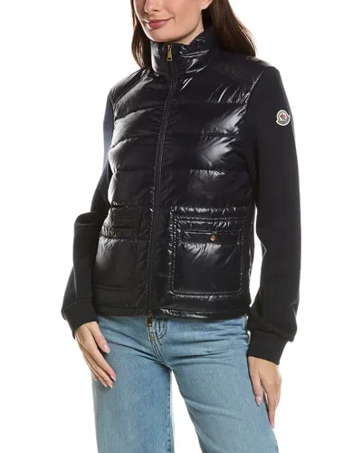 Moncler Quilted Front Down Jacket In Black