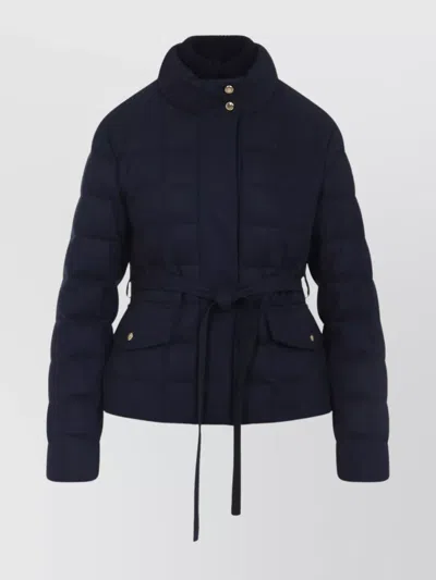 Moncler Quilted High Collar Jacket With Button Accents In Black