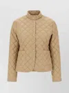 Moncler Quilted High Collar Jacket With Front Pockets In Brown