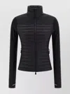 Moncler Quilted High Collar Long Sleeve Cardigan In Black
