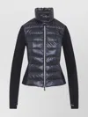 Moncler Quilted High Collar Long Sleeve Jacket In Black