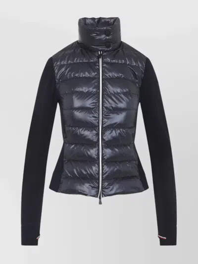 Moncler Quilted High Collar Long Sleeve Jacket In Black