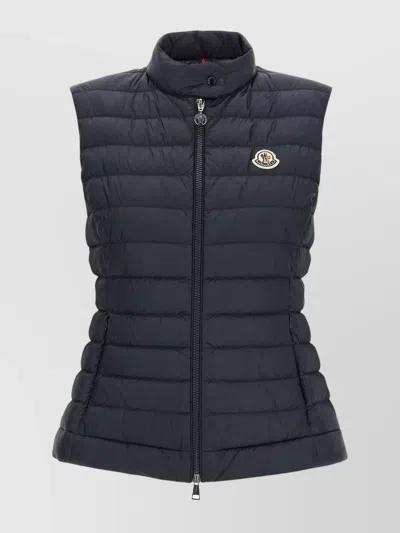 Moncler Quilted High Neck Sleeveless Jacket In Blue
