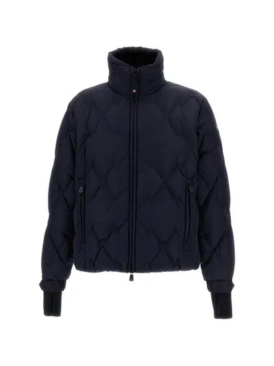 Moncler Quilted High-neck Jacket In Blue