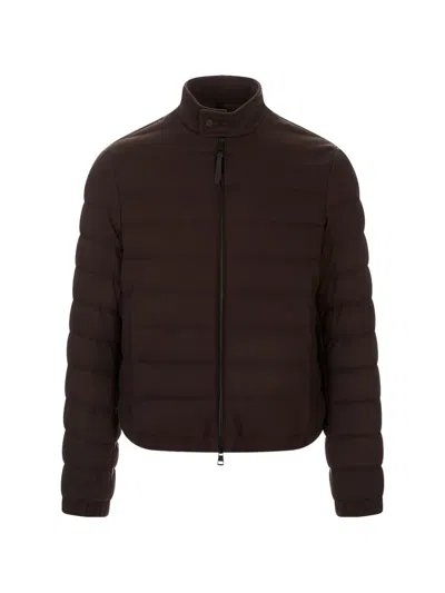 Moncler Quilted High-neck Jacket In Brown