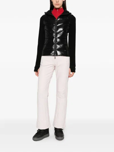 Moncler Quilted Hooded Cardigan In Black
