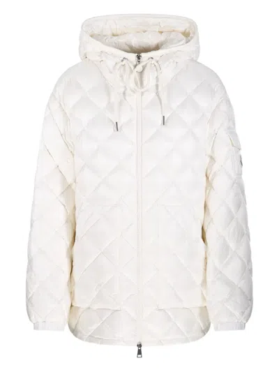 Moncler Quilted Hooded Coat In White