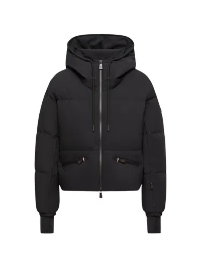 Moncler Quilted Hooded Coat In Black