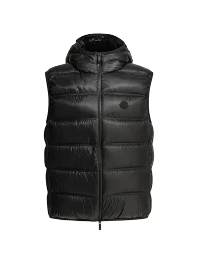 Moncler Quilted Hooded Gilet In Black