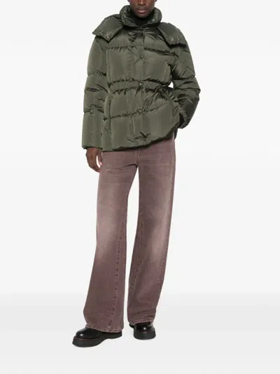 Moncler Quilted Hooded Jacket In Green