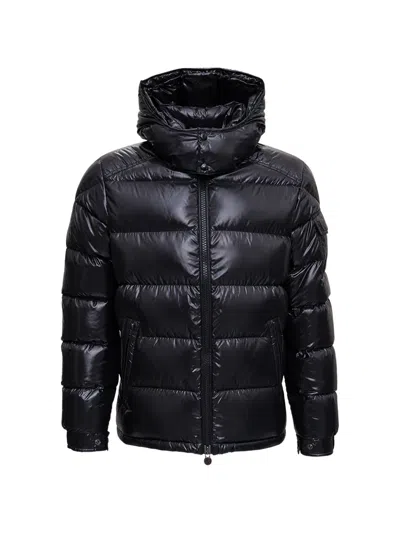 Moncler Quilted Hooded Jacket In Blue