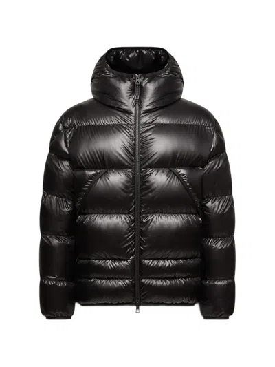 Moncler Quilted Hooded Jacket In Black