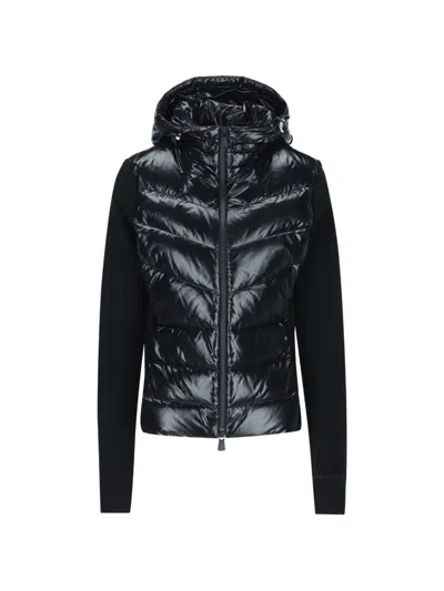 Moncler Quilted Hooded Jacket In Black